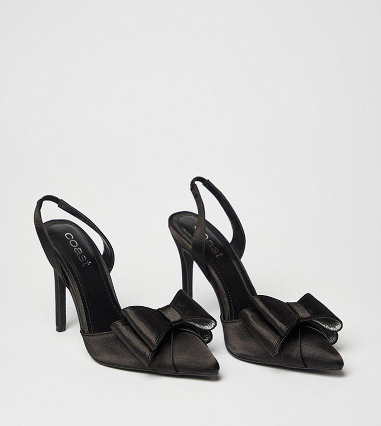 Tamara Satin Bow Sling Back Stiletto Heel Pumps