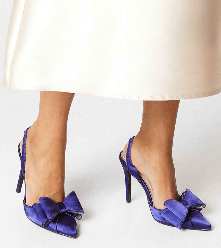 Tamara Satin Bow Sling Back Stiletto Heel Pumps