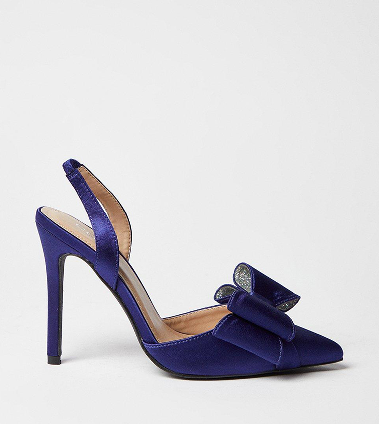 Tamara Satin Bow Sling Back Stiletto Heel Pumps