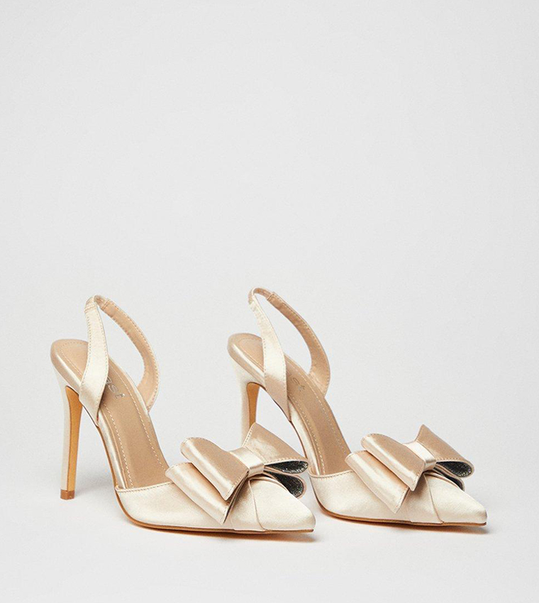 Tamara Satin Bow Sling Back Stiletto Heel Pumps