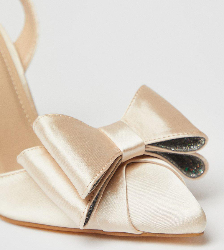 Tamara Satin Bow Sling Back Stiletto Heel Pumps