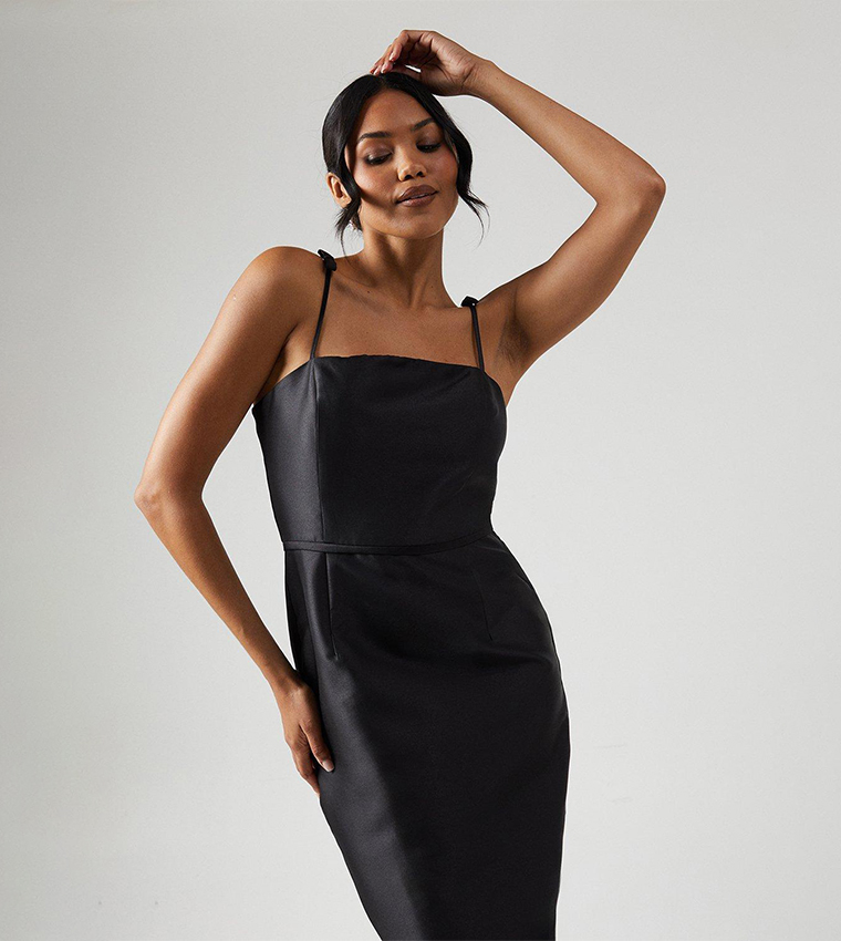 Buy Coast Bow Detail Twill Column Bridesmaids Dress In Black 6thStreet Kuwait