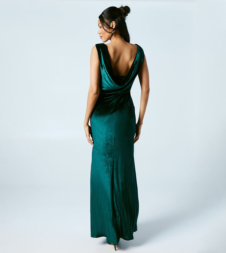 Buy Coast Cowl Back Velvet Bridesmaid Maxi Dress In Green | 6thstreet Bahrain Buy Coast Cowl Back Velvet Bridesmaid Maxi Dress In Green | 6thstreet Bahrain