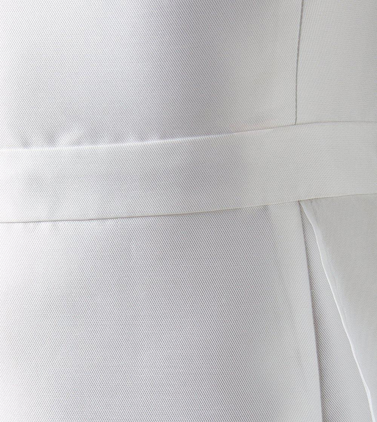 Twill Mini Wedding Dress with Organza Skirt