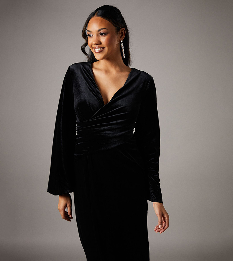 alaia black mini dress Cross-front knit – MAYFEYR Size:2PK Half Quart rounded neckline slip ons Velvi - Kira Gown