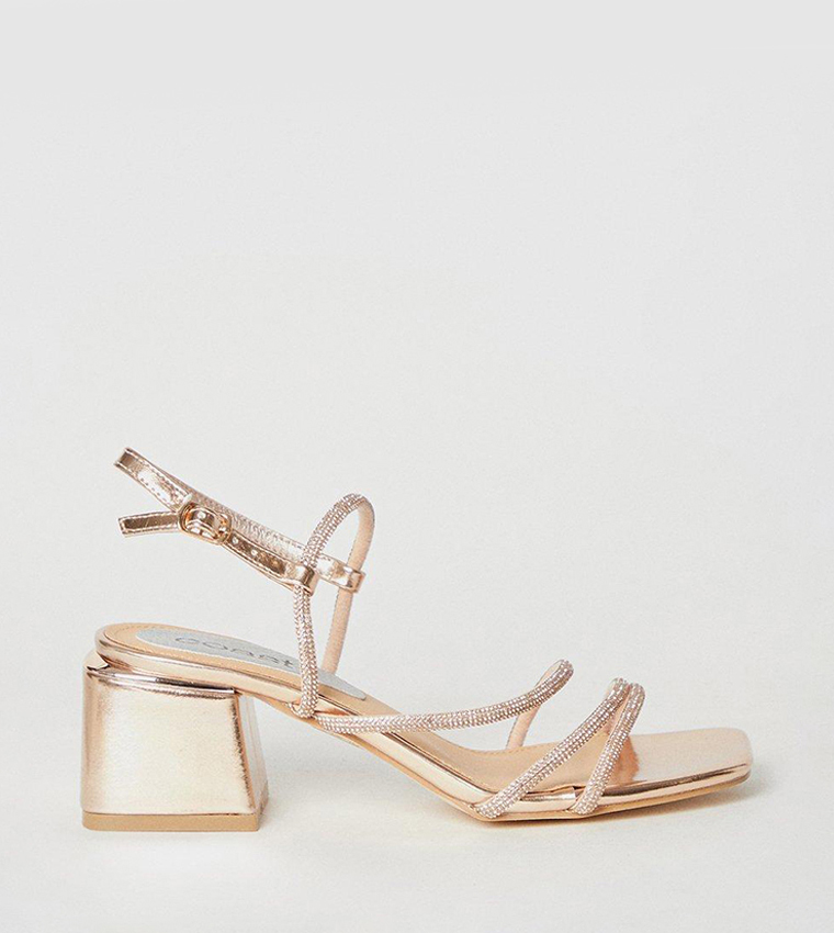 Buy Coast Tipsy Embellished Block Heeled Sandals In Rose Gold 6thStreet UAE