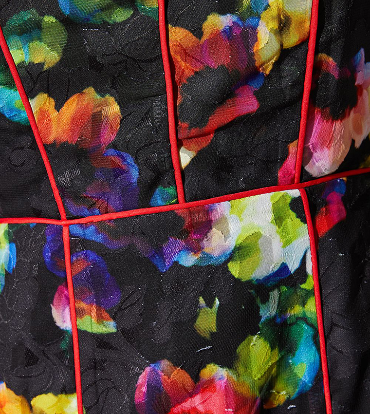 فستان ميدي مطبوع بأكمام طويلة بطبعة زهور للمقاسات الصغيرة  