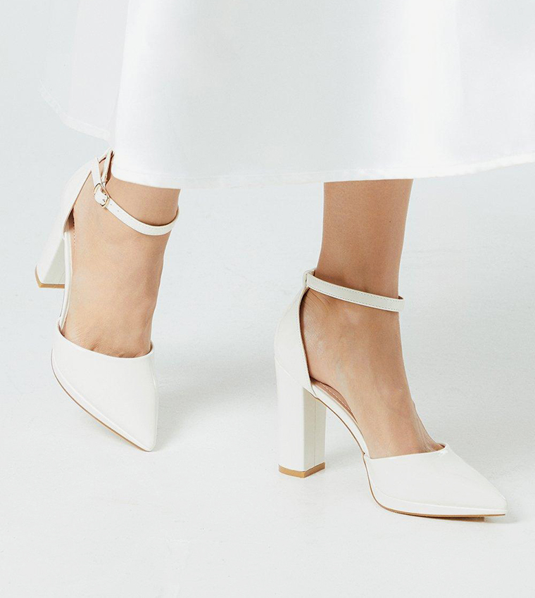 Bridal Sadie Platform Pointed High Block Heel Court Shoes