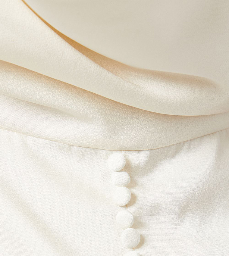Solid Cowl Back Fishtail Maxi Wedding Dress