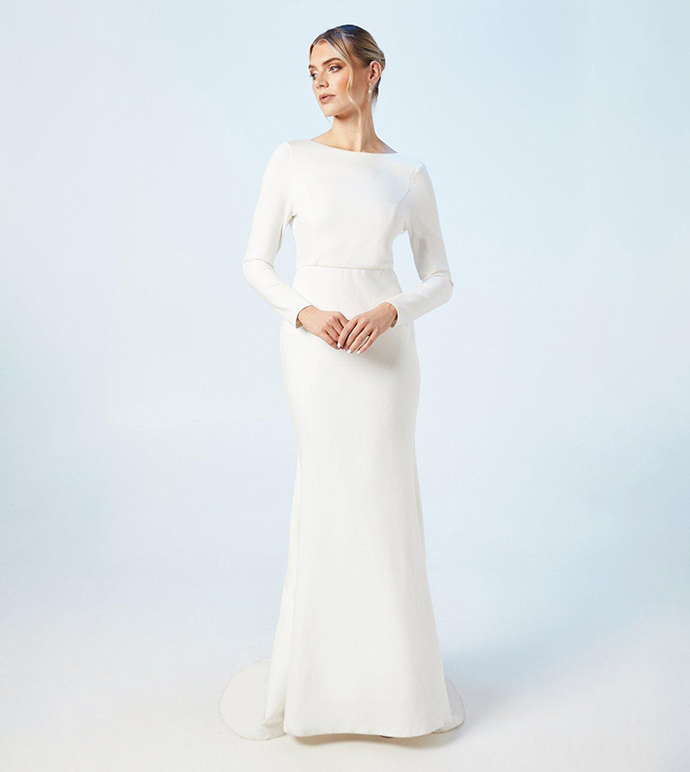 Slash Neck Puddle Maxi Dress