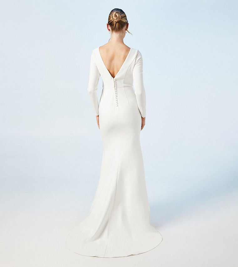Slash Neck Puddle Maxi Dress