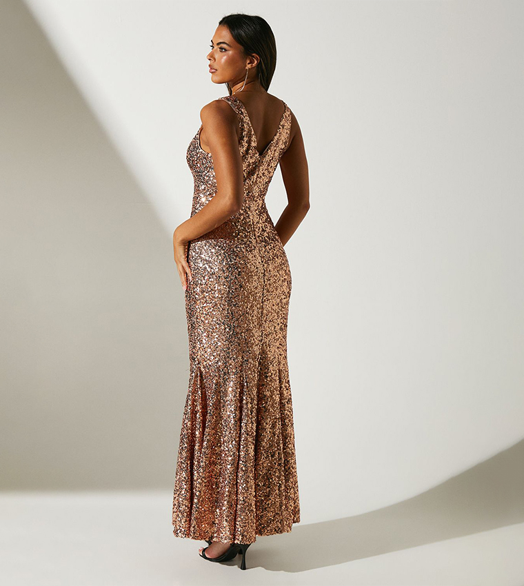 green emerald velvet dress Khaite Coast Dress in Gold - Gold Designer Dress