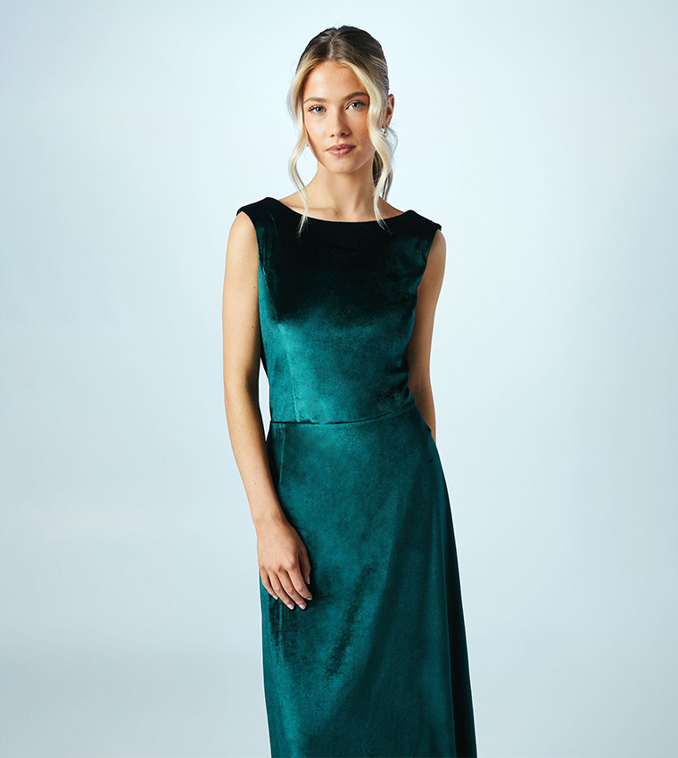Teen Coast Cowl Back Velvet Bridesmaids Maxi Dress
