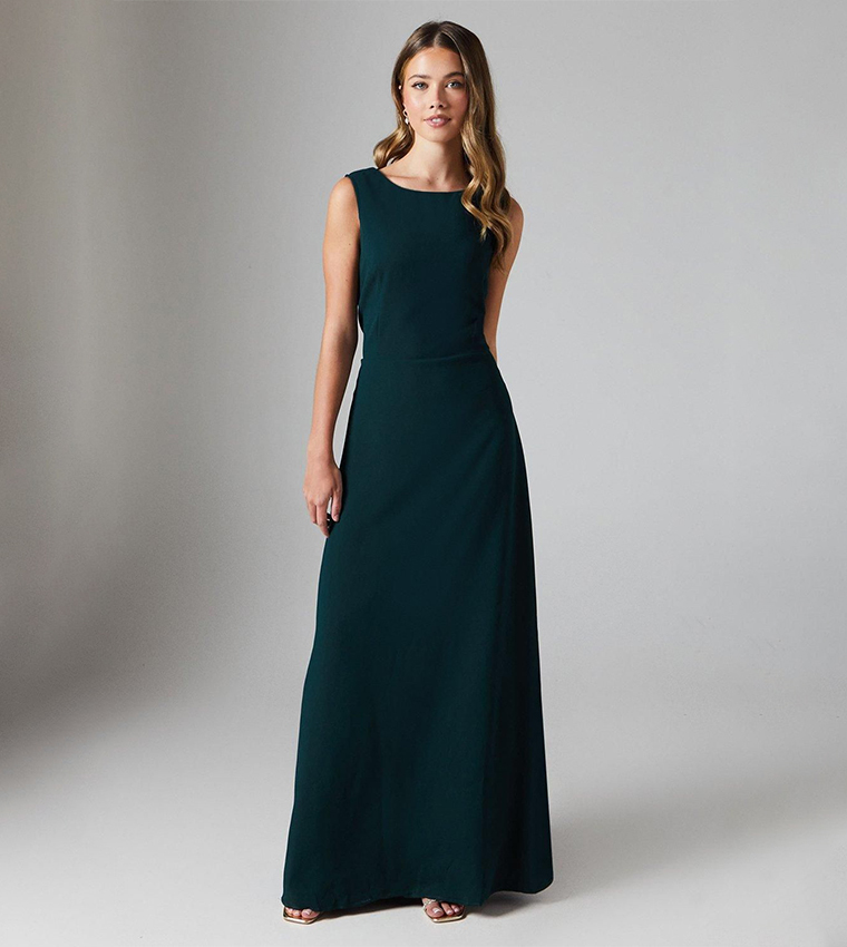 Teen Coast Cowl Back Satin Bridesmaid Maxi Dress