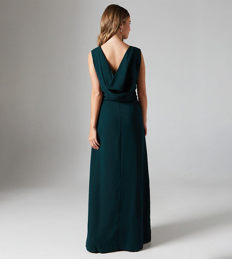 Teen Coast Cowl Back Satin Bridesmaid Maxi Dress