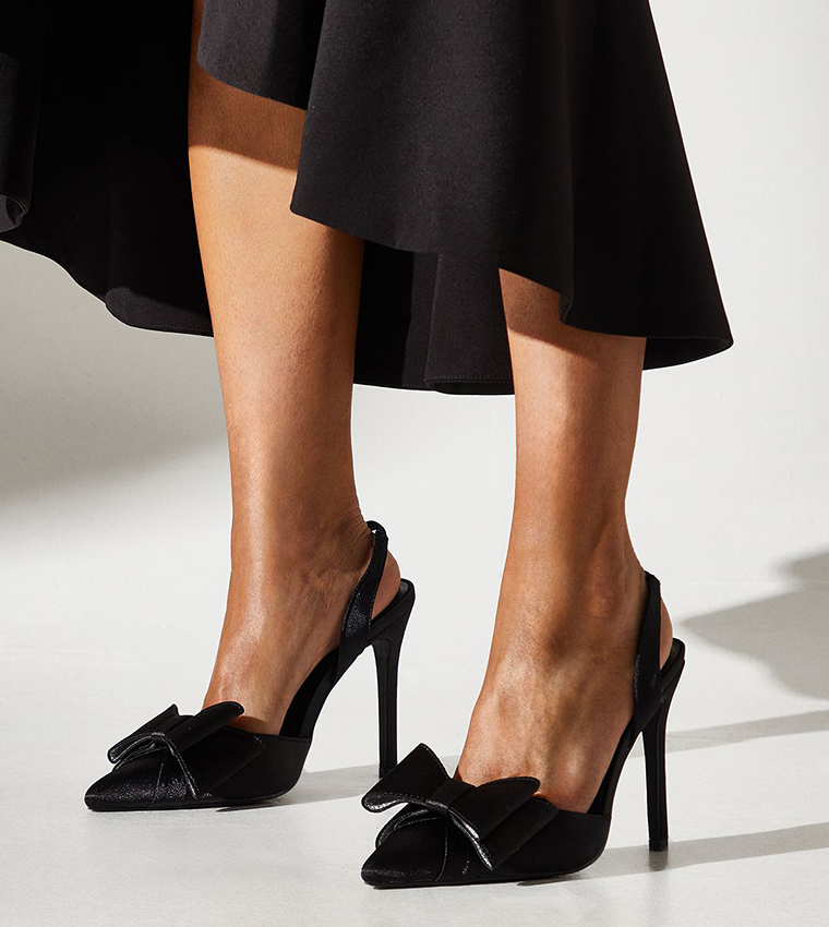 Wide Fit Tamara Satin Bow Slingback Stiletto Pumps