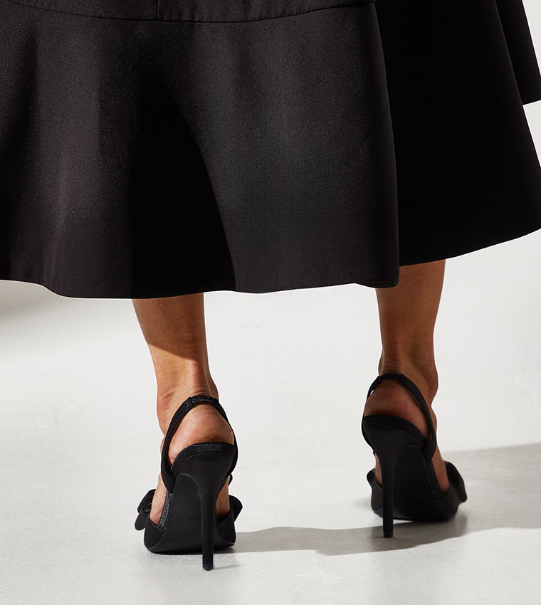Wide Fit Tamara Satin Bow Slingback Stiletto Pumps