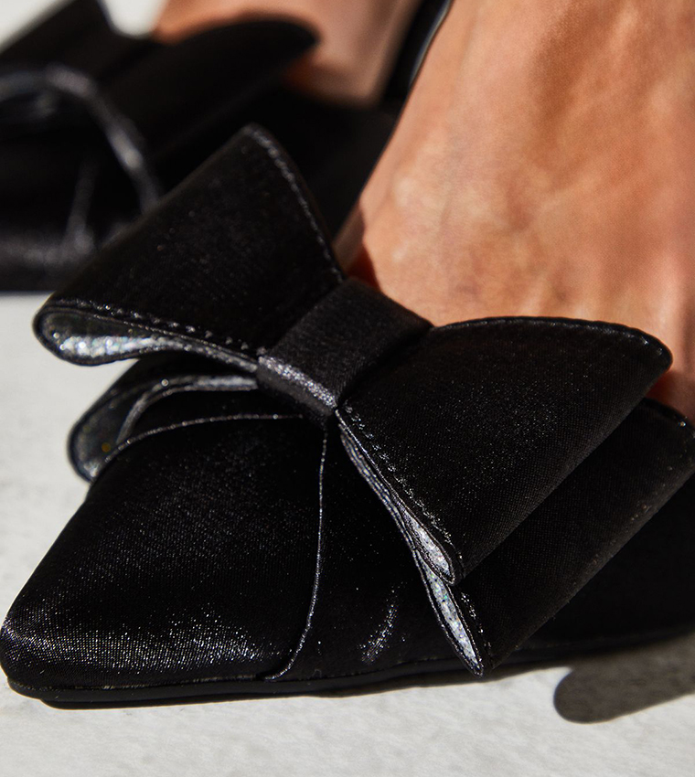 Wide Fit Tamara Satin Bow Slingback Stiletto Pumps