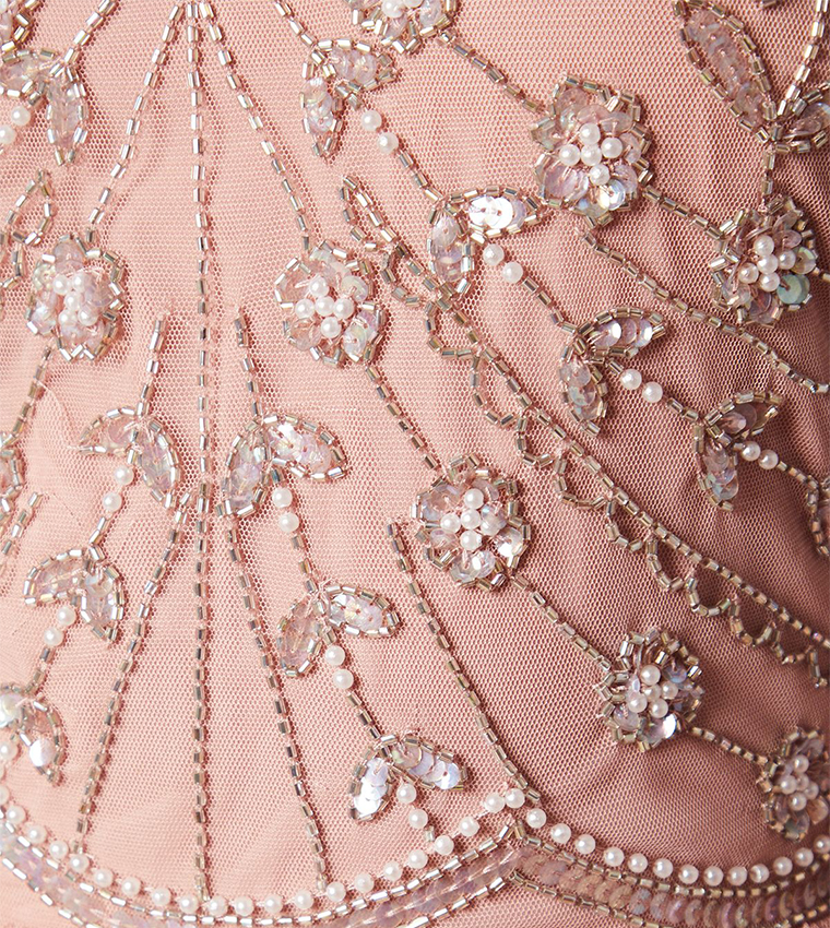 Embellished Mesh Two In One Bridesmaid Maxi Dress