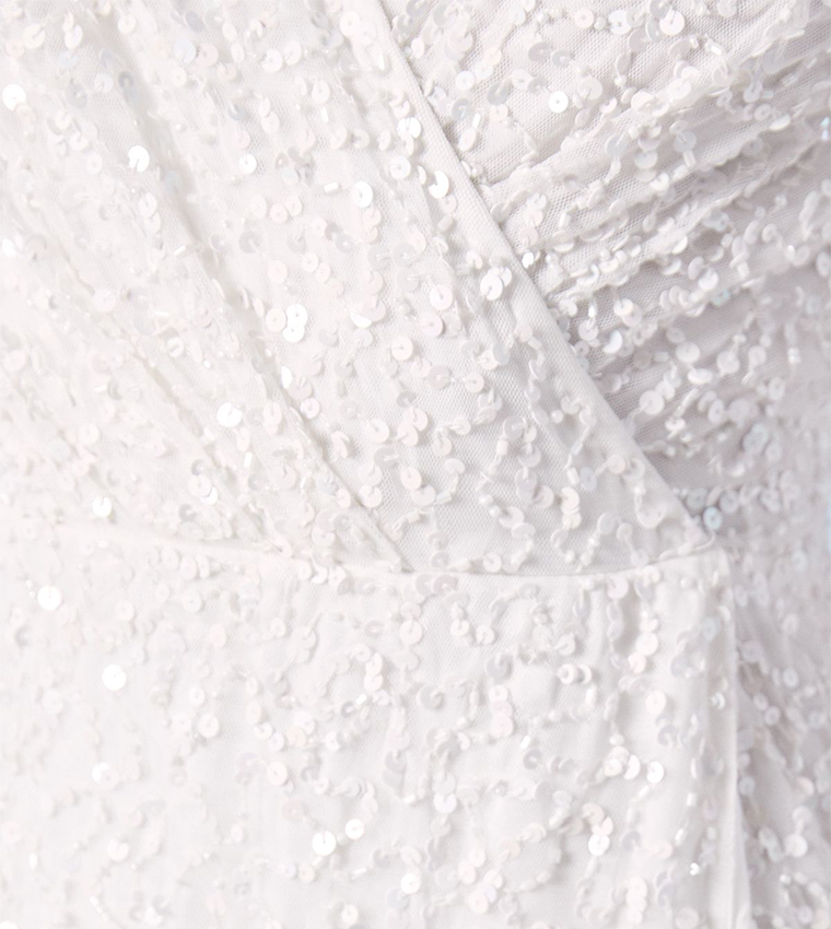 فستان سهرة ماكسي بأكمام طويلة 