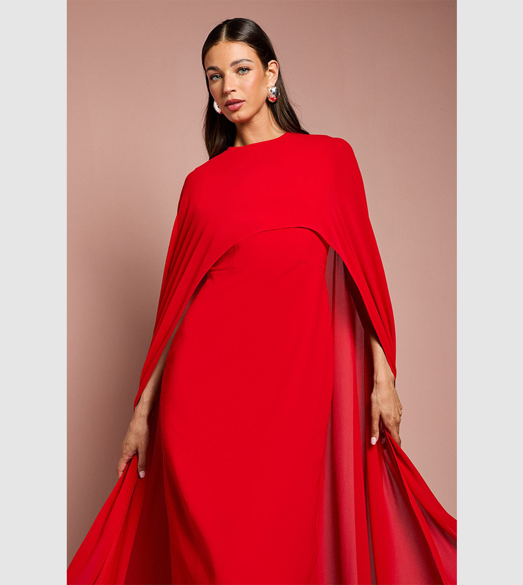 Cape Sleeves Maxi Dress