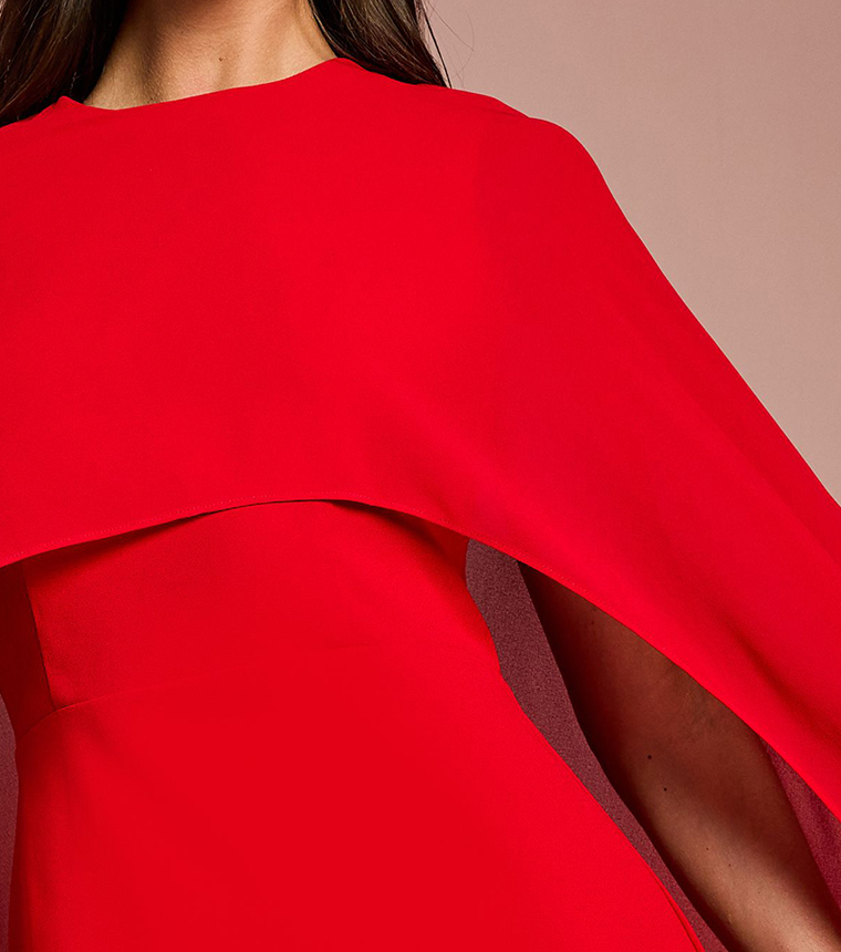 Cape Sleeves Maxi Dress