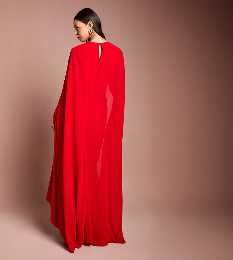 Cape Sleeves Maxi Dress
