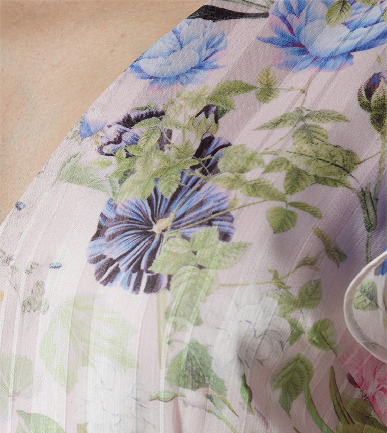 Floral Printed Frill Detail Fitted Maxi Dress