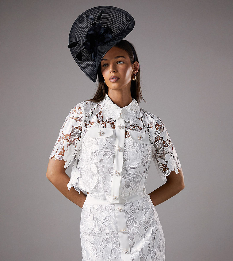 Pearl Button Detail Lace Shirt