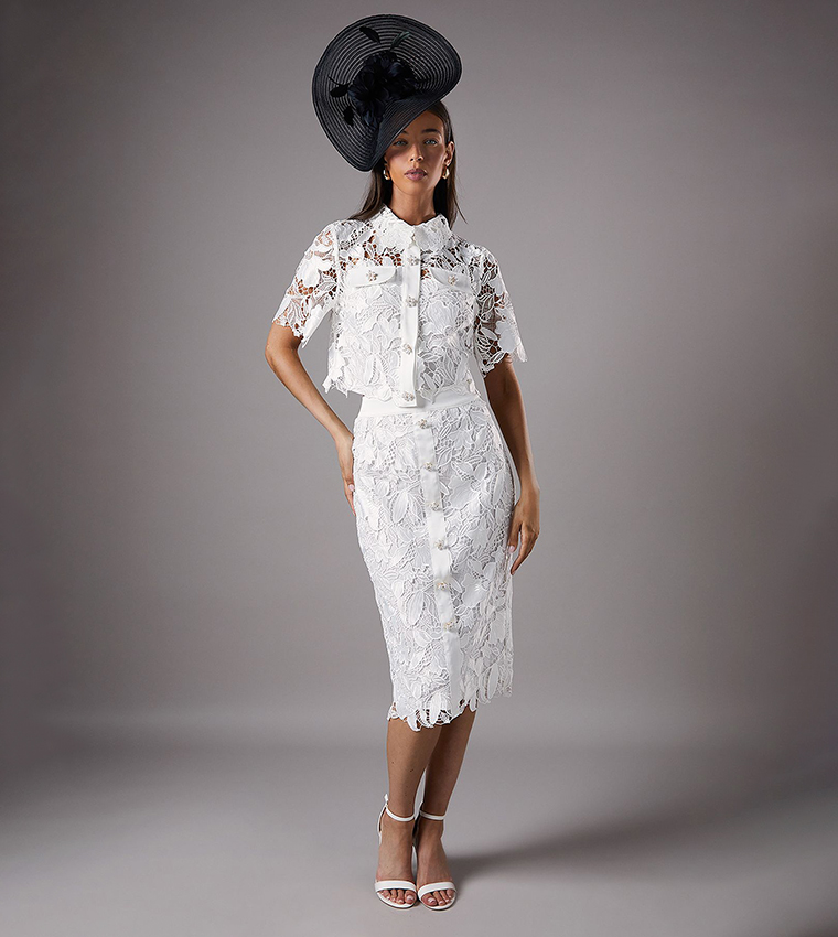 Pearl Button Detail Lace Shirt