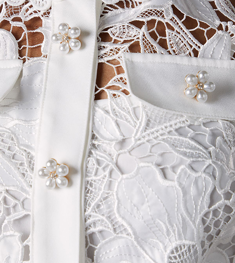 Pearl Button Detail Lace Shirt