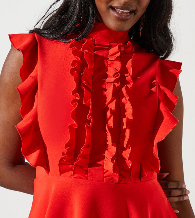 Ruffle Sleeveless Midi Dress