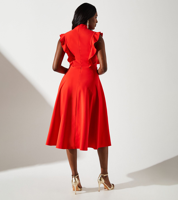 Ruffle Sleeveless Midi Dress
