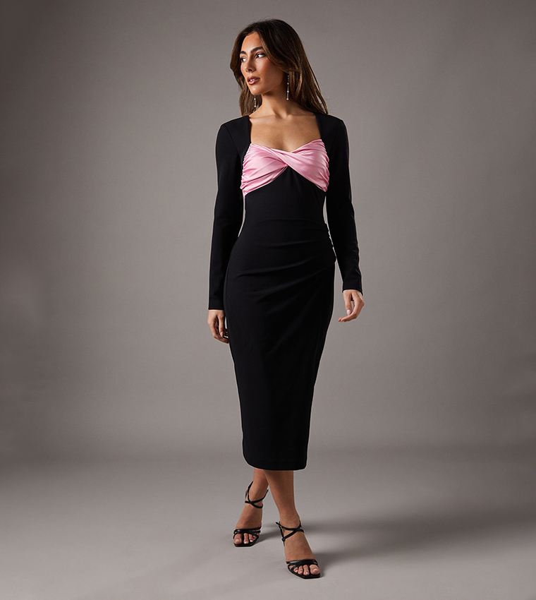 Shrug Slinky Midi Dress with Twist Top