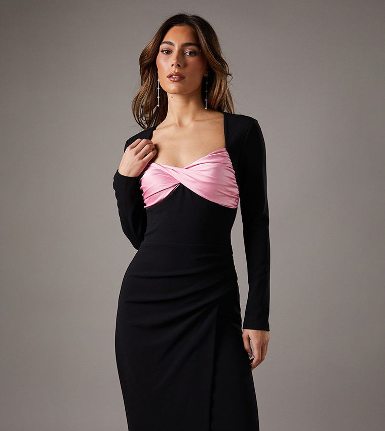 Shrug Slinky Midi Dress with Twist Top