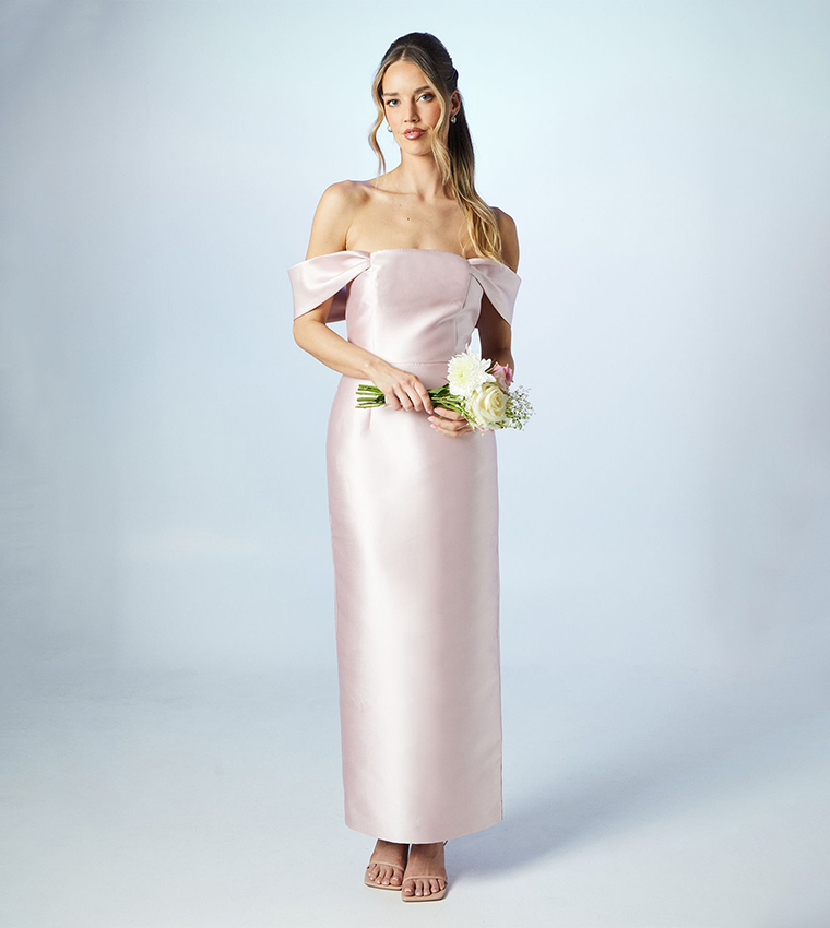 Twill Column Bridesmaids Maxi Dress
