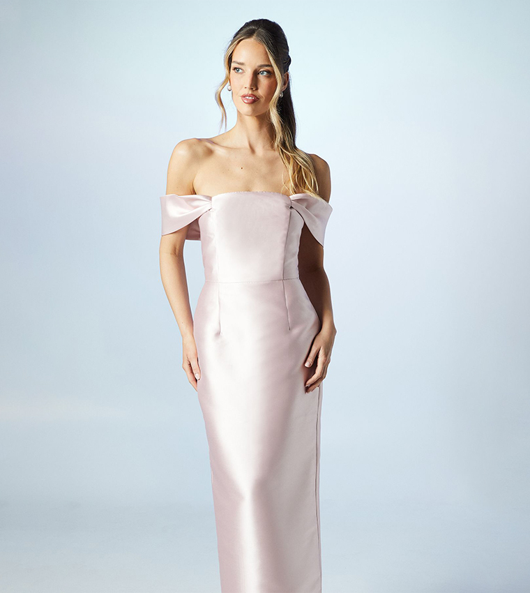 Twill Column Bridesmaids Maxi Dress