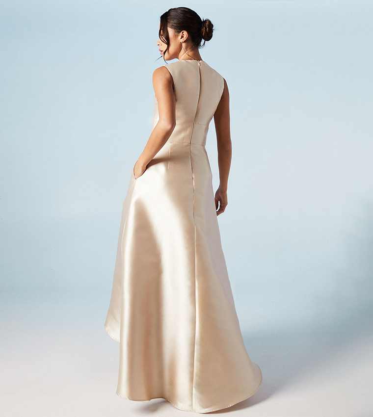 Plunge Waterfall Bridesmaids Maxi Dress