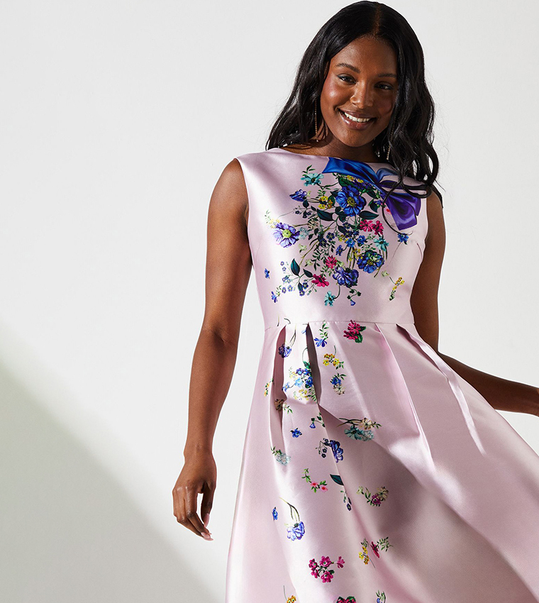Printed Twill Midi Dress