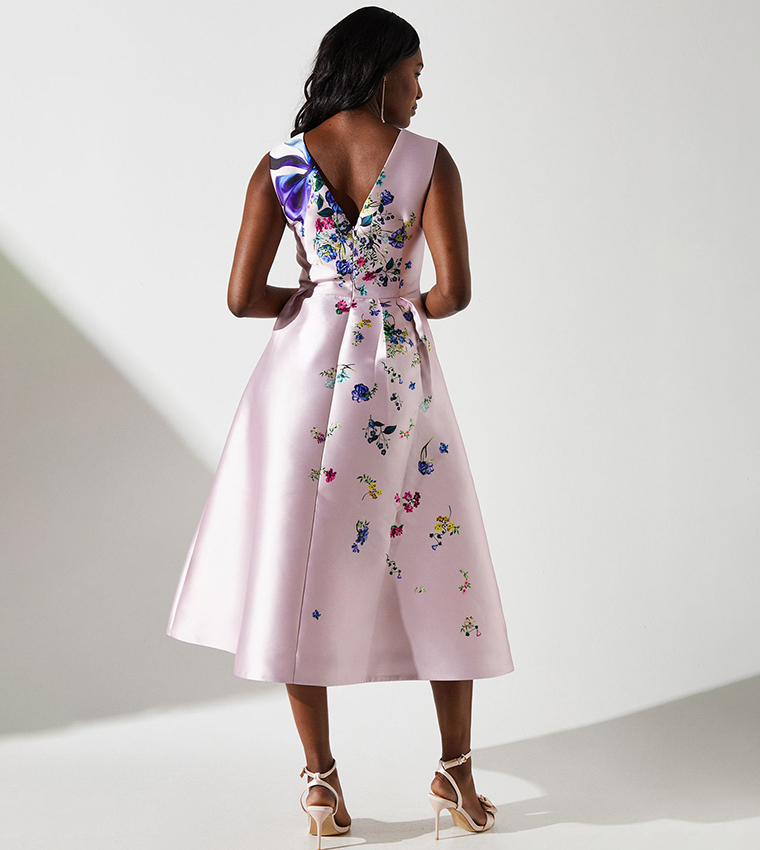 Printed Twill Midi Dress