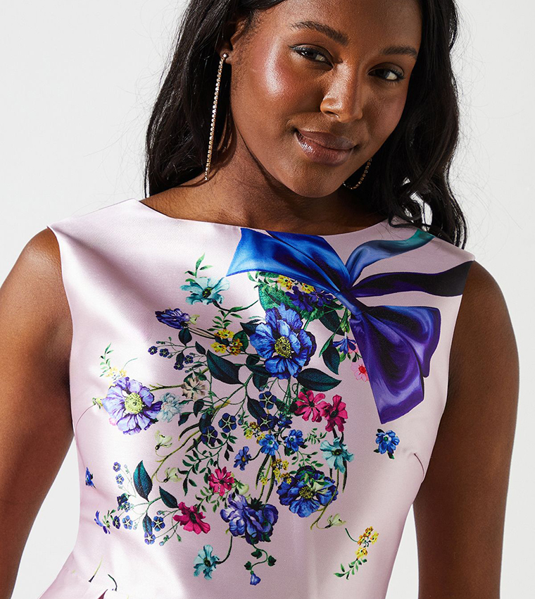 Printed Twill Midi Dress