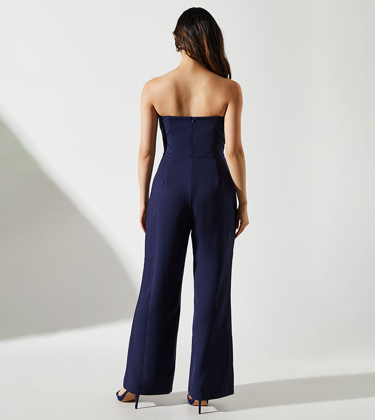 Drape Detail Strapless Jumpsuit