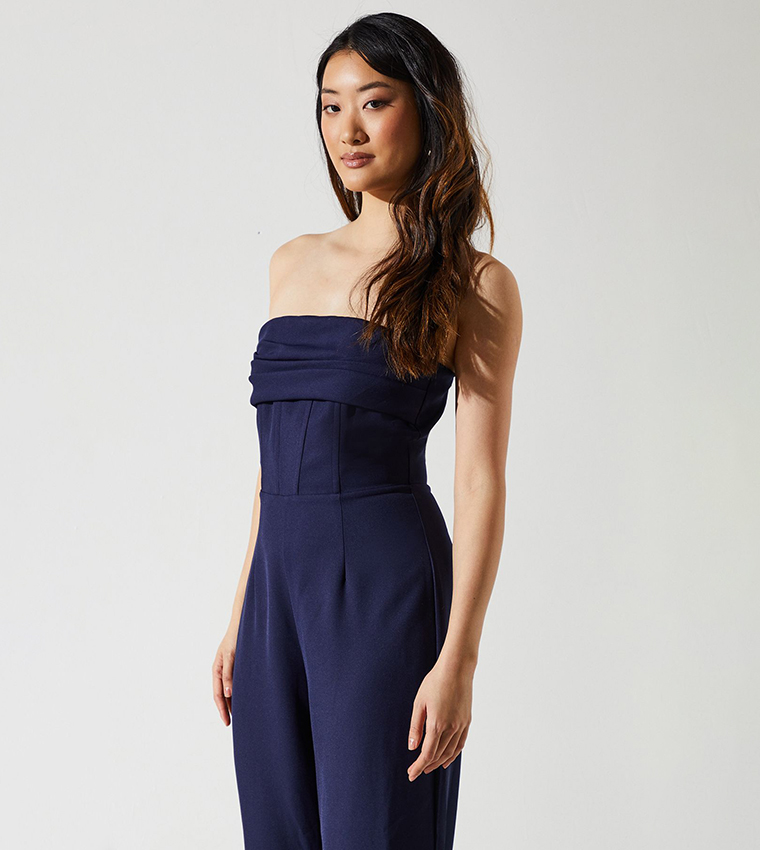 Drape Detail Strapless Jumpsuit