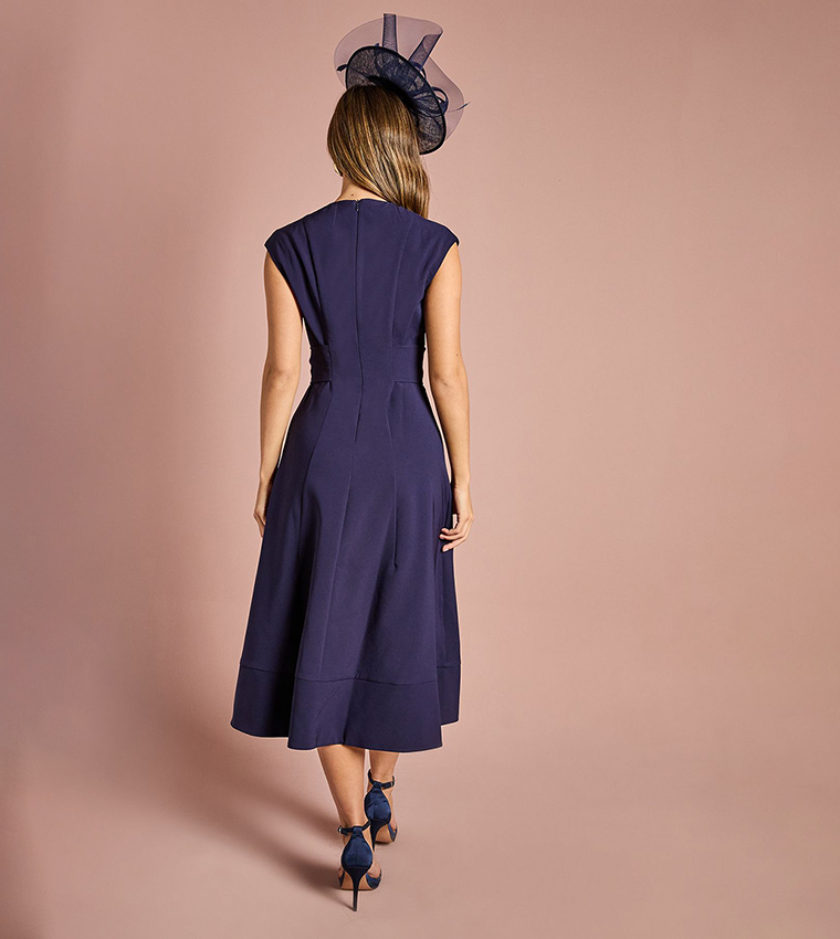 Belted Crepe Sleeveless Mini Dress