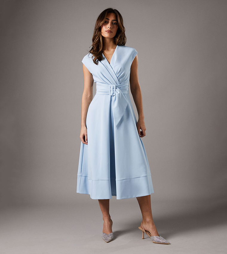 Sleeveless Belted Midi Dress