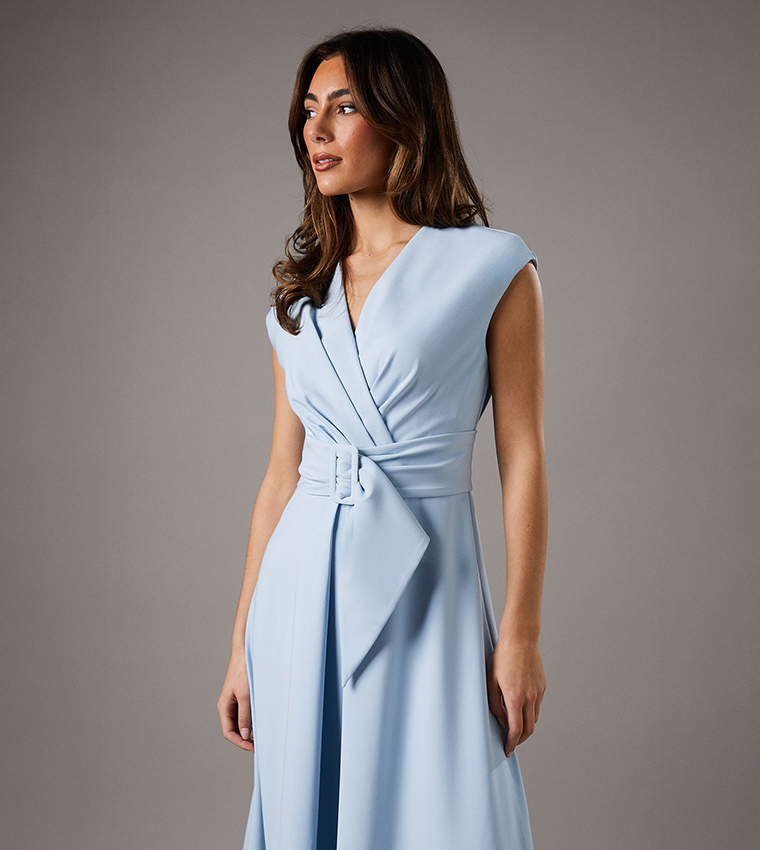Sleeveless Belted Midi Dress