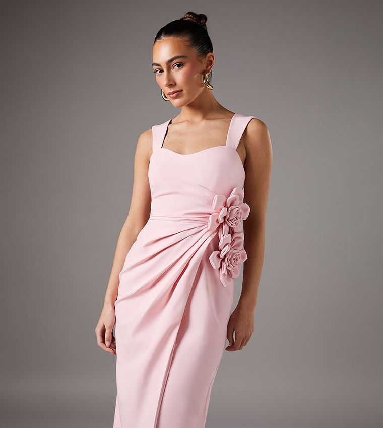 Corsage Pleated Pencil Dress