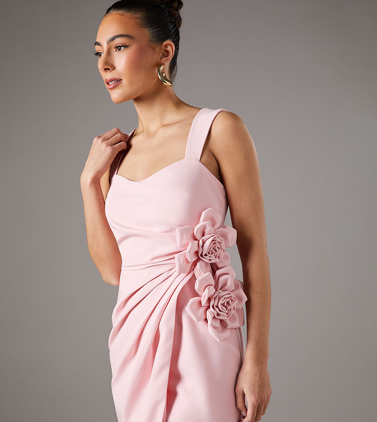 Corsage Pleated Pencil Dress
