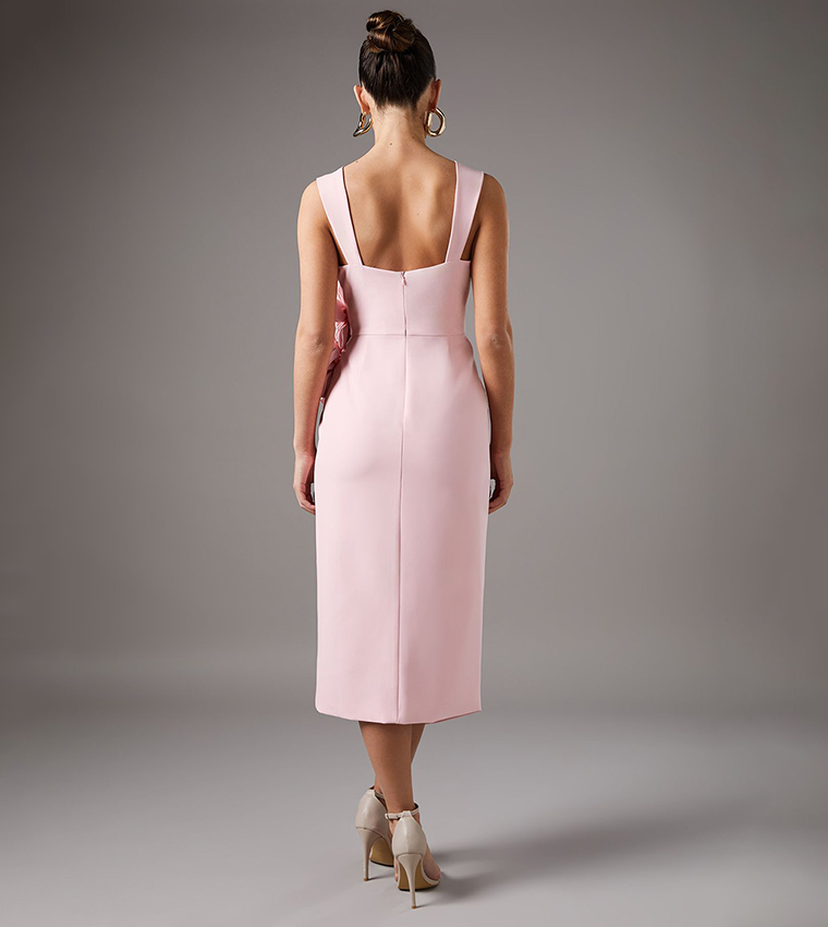 Corsage Pleated Pencil Dress