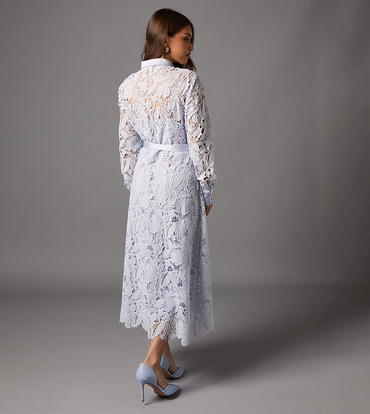 Lacy Belted Shirt Dress